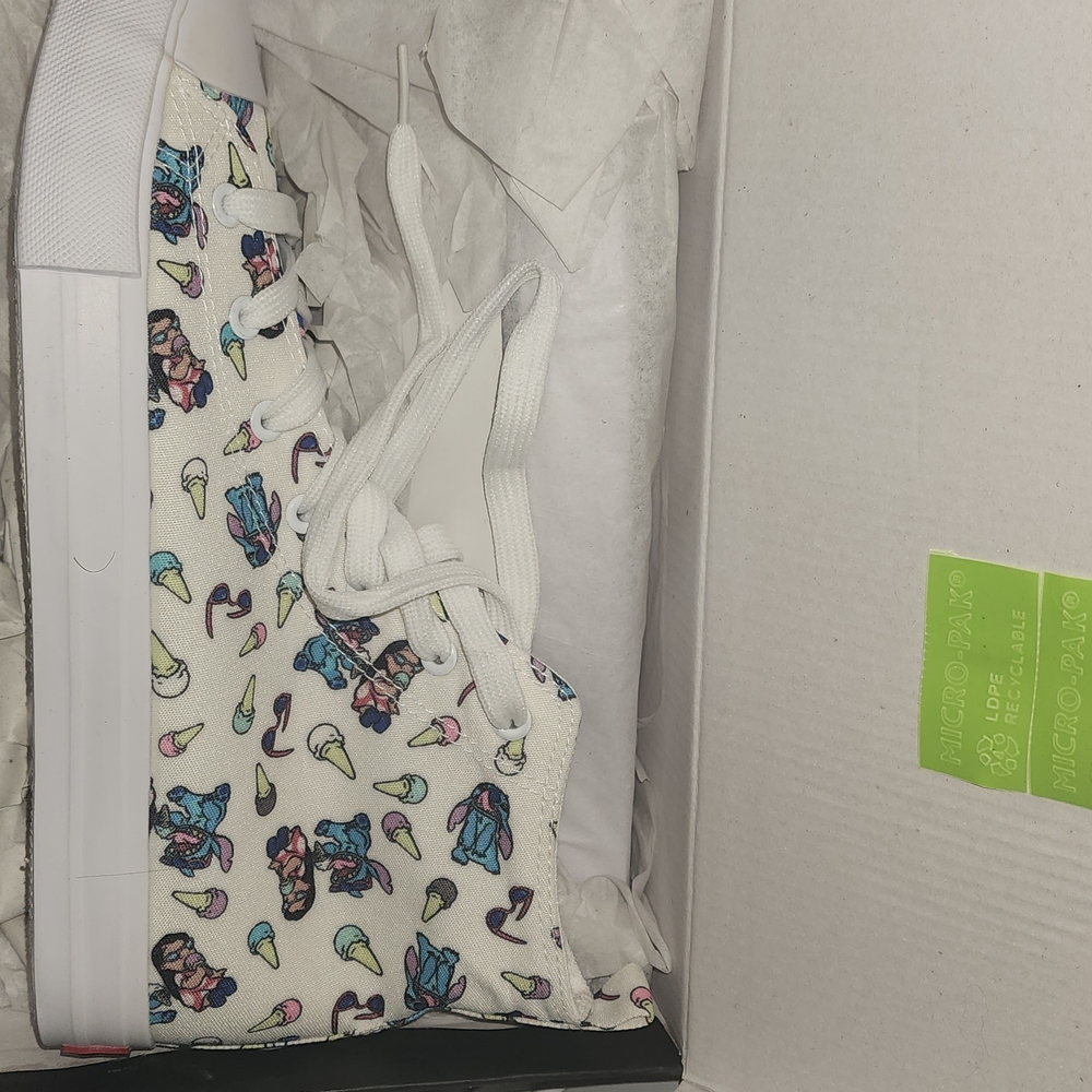 Disney Lilo & Stitch White Ice Cream Hi-Top Sneakers, NEW, Size Women's 11 - Picture 4 of 6